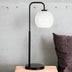 27" Black Metal Arched Table Lamp With White Globe Shade - Minihomy