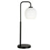 27" Black Metal Arched Table Lamp With White Globe Shade - Minihomy