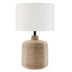 20" Natural Rattan Table Lamp With White Drum Shade - Minihomy