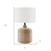 20" Natural Rattan Table Lamp With White Drum Shade - Minihomy