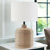 20" Natural Rattan Table Lamp With White Drum Shade - Minihomy