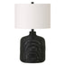 20" Black Rattan Table Lamp With White Drum Shade - Minihomy