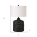 20" Black Rattan Table Lamp With White Drum Shade - Minihomy