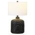 20" Black Rattan Table Lamp With White Drum Shade - Minihomy