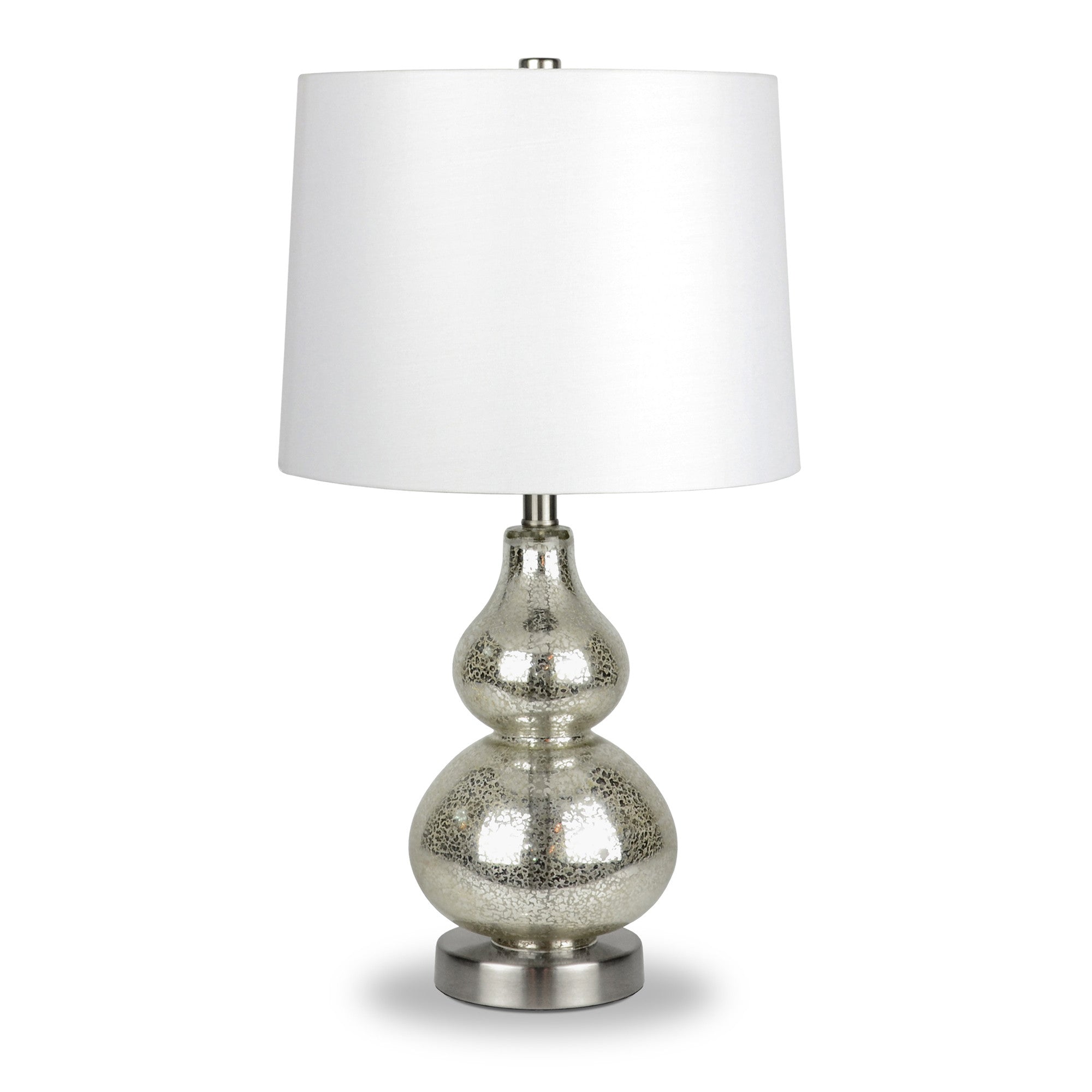 21" Nickel Glass Table Lamp With White Drum Shade - Minihomy