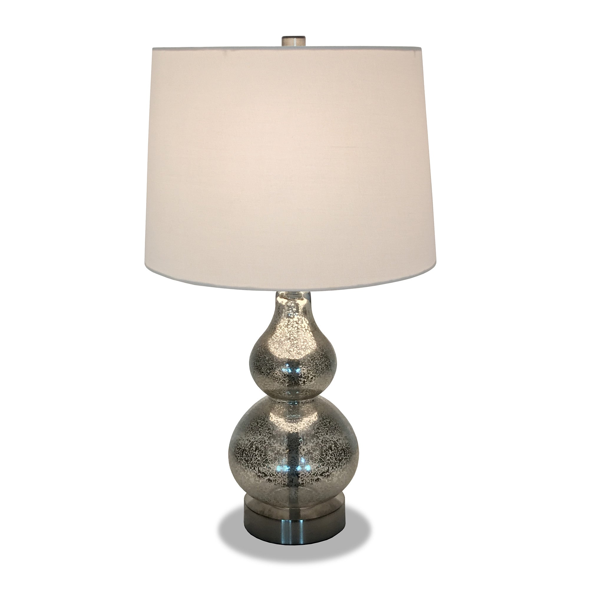 21" Nickel Glass Table Lamp With White Drum Shade - Minihomy