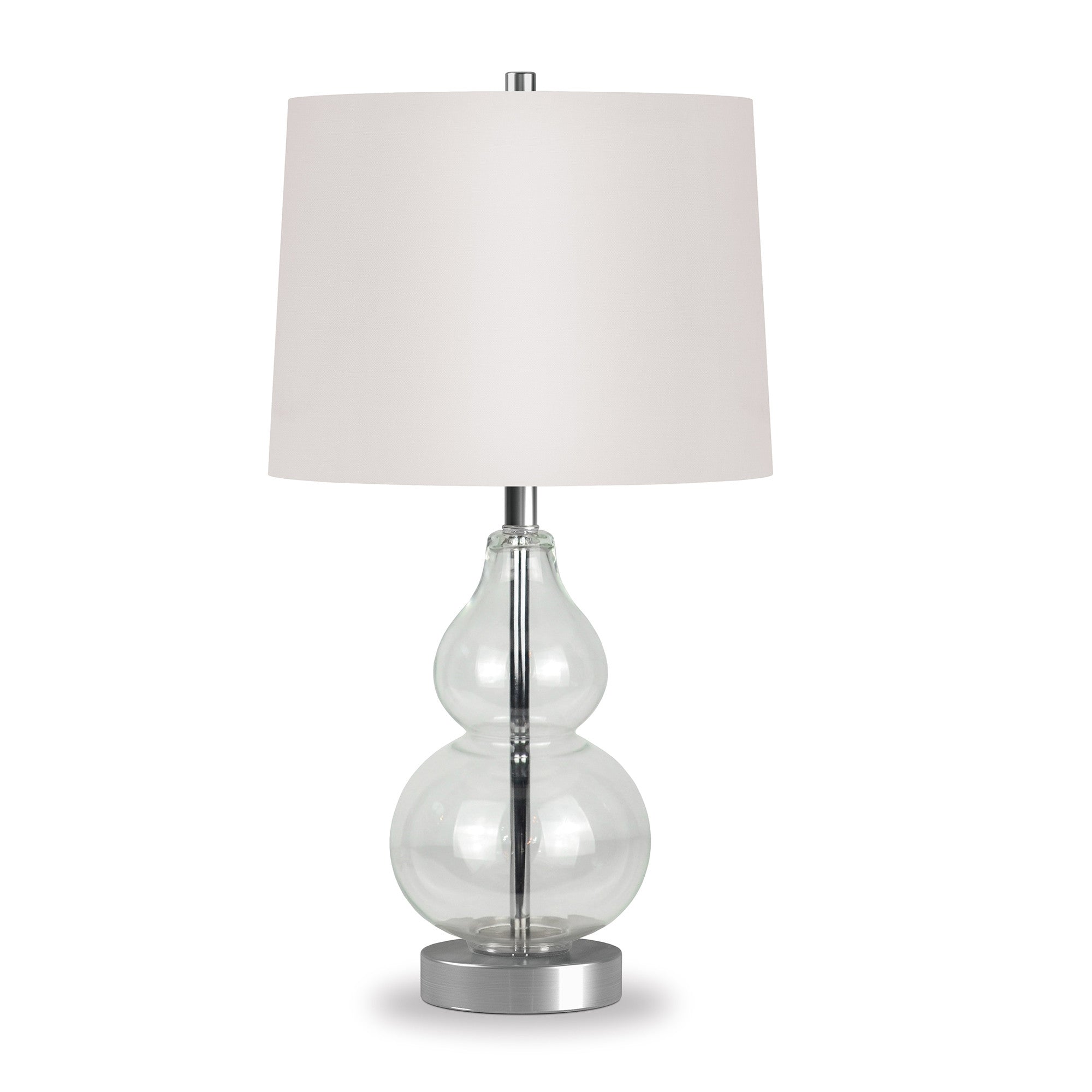 21" Nickel Glass Table Lamp With White Drum Shade - Minihomy