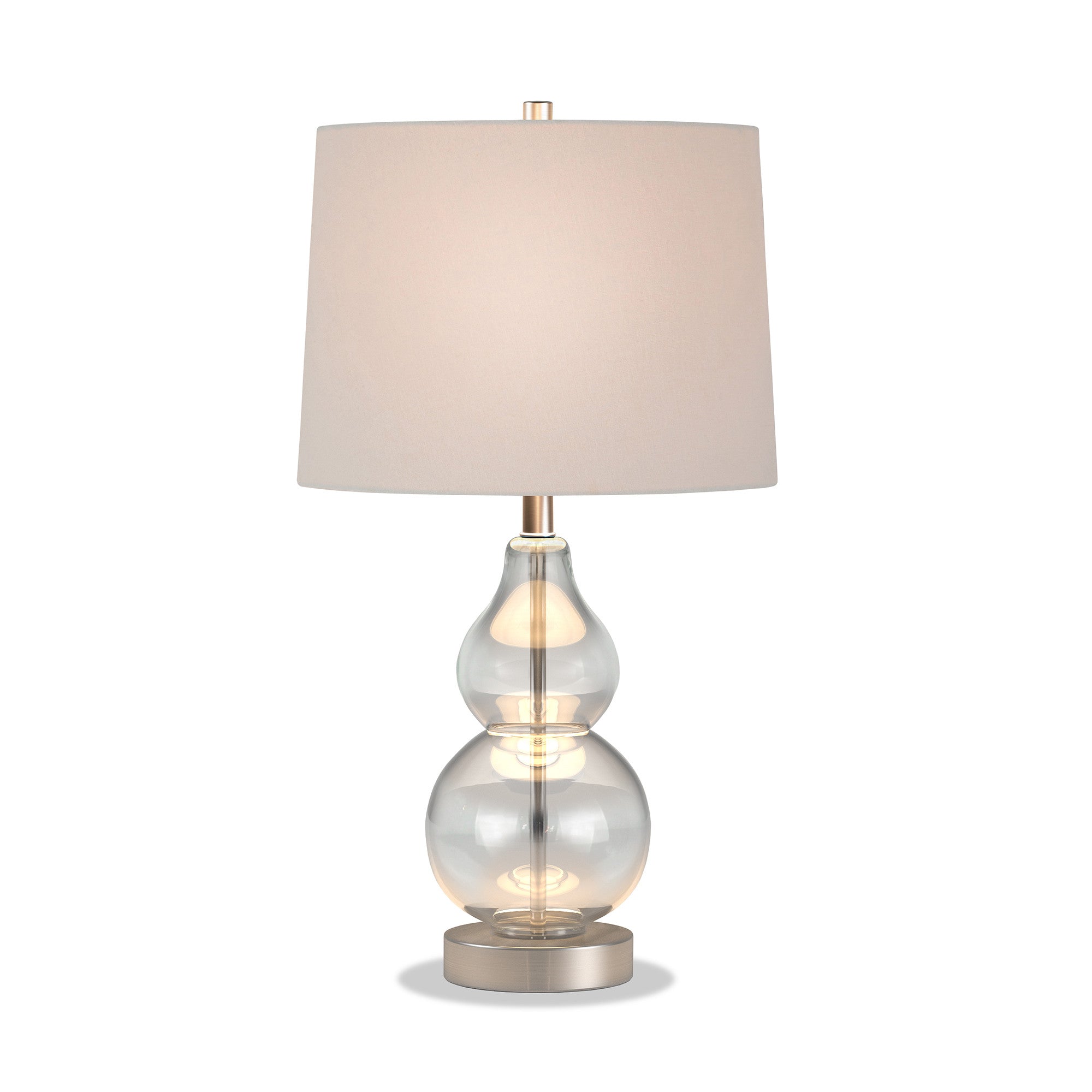 21" Nickel Glass Table Lamp With White Drum Shade - Minihomy