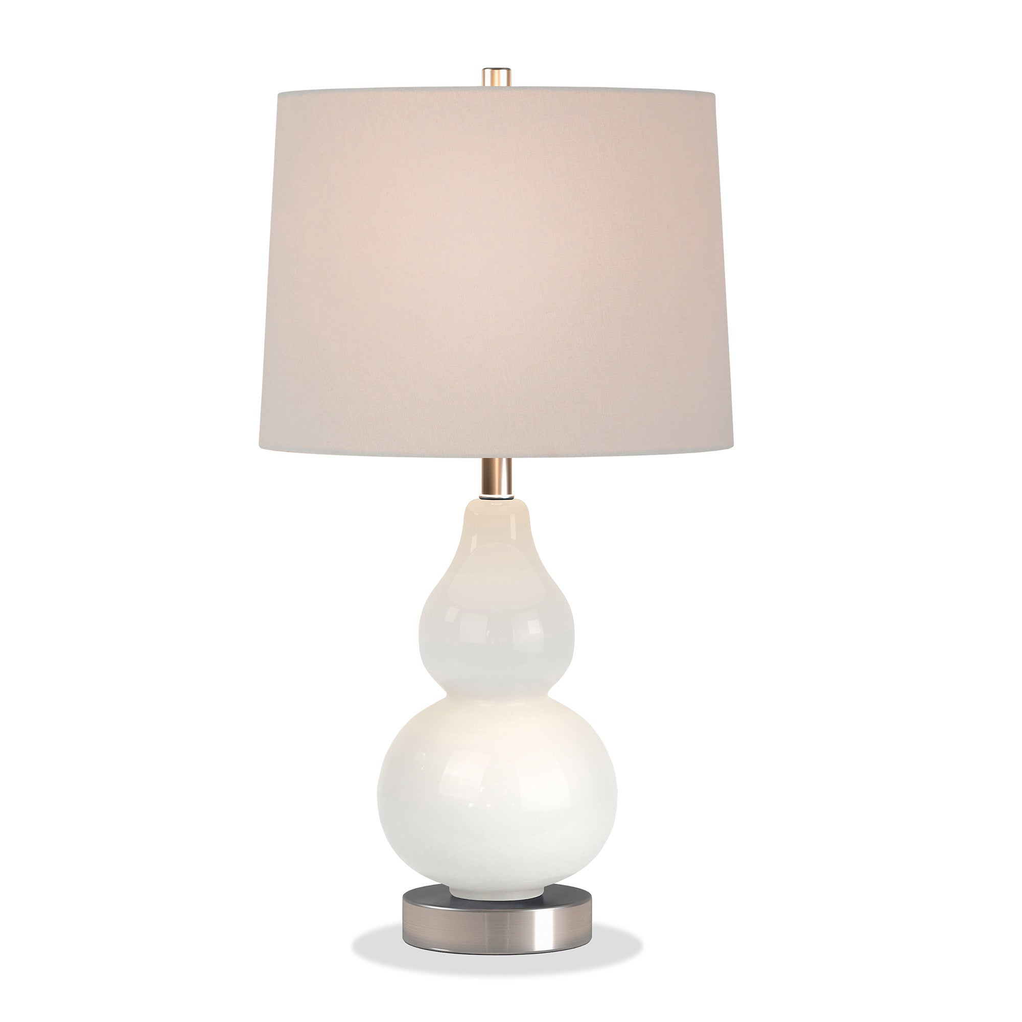 21" White and Silver Glass Table Lamp With White Drum Shade - Minihomy