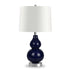 21" Blue and Silver Glass Table Lamp With White Drum Shade - Minihomy