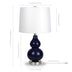 21" Blue and Silver Glass Table Lamp With White Drum Shade - Minihomy