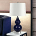 21" Blue and Silver Glass Table Lamp With White Drum Shade - Minihomy