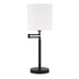 25" Black Metal Table Lamp With White Drum Shade - Minihomy