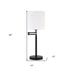 25" Black Metal Table Lamp With White Drum Shade - Minihomy