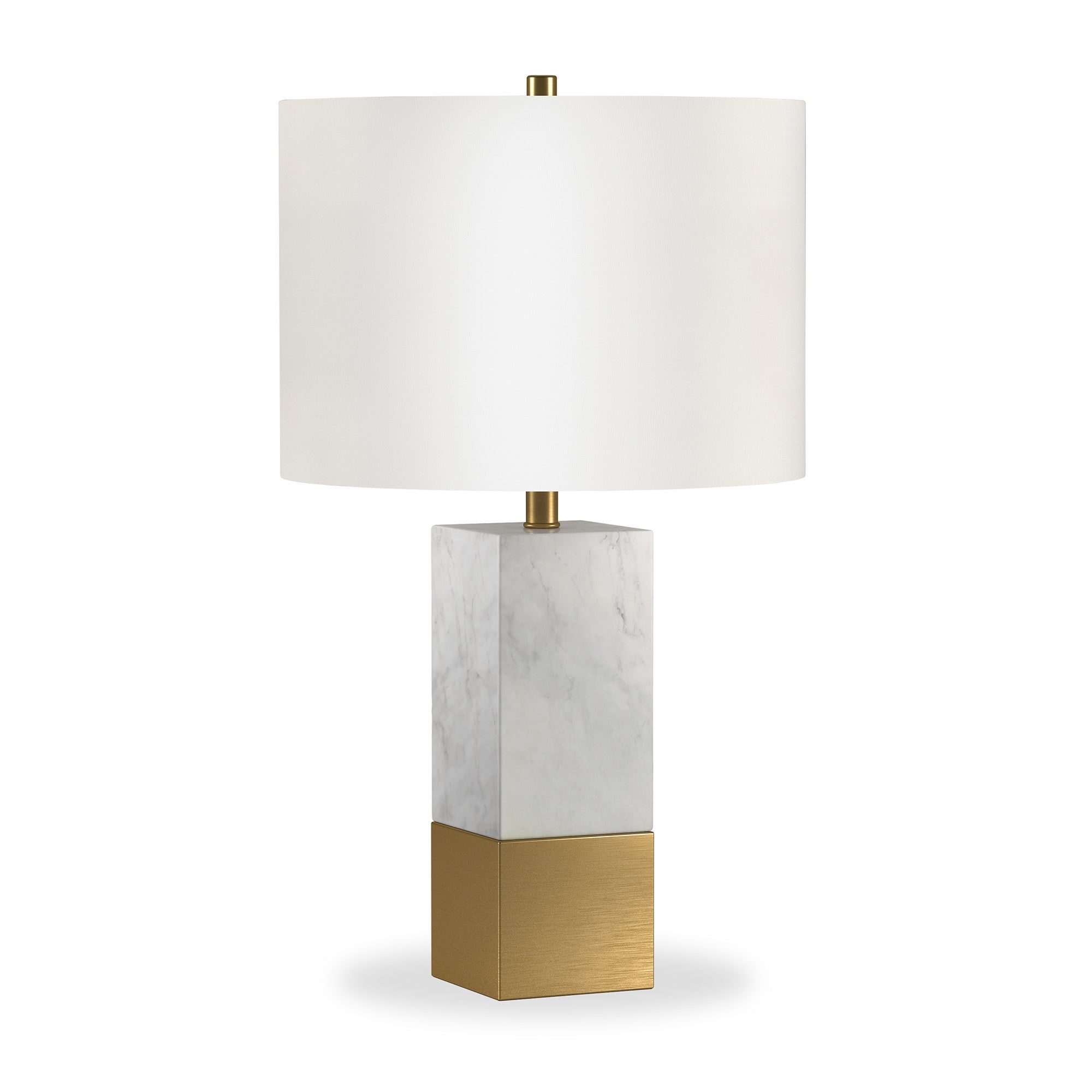 21" Gold and White Marble Table Lamp With White Drum Shade - Minihomy