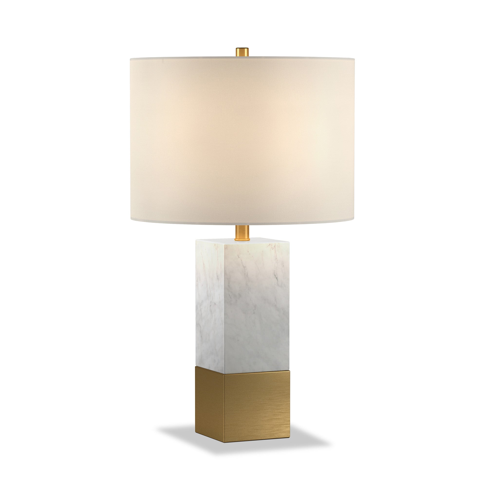 21" Gold and White Marble Table Lamp With White Drum Shade - Minihomy