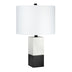 21" Black and White Marble Table Lamp With White Drum Shade - Minihomy