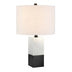 21" Black and White Marble Table Lamp With White Drum Shade - Minihomy