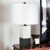 21" Black and White Marble Table Lamp With White Drum Shade - Minihomy