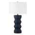 28" Navy Blue Ceramic Table Lamp With White Drum Shade - Minihomy