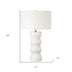 28" White Ceramic Table Lamp With White Drum Shade - Minihomy