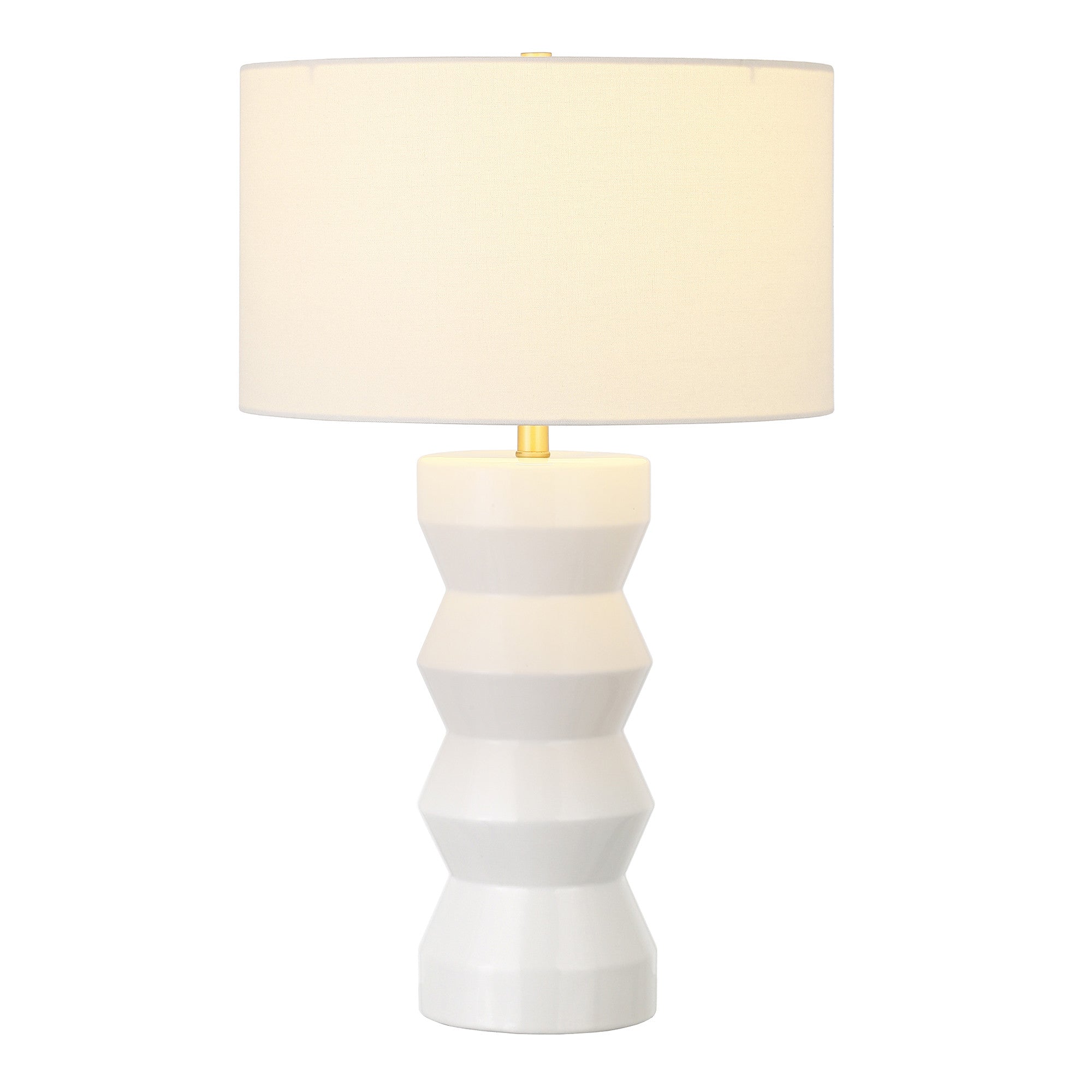 28" White Ceramic Table Lamp With White Drum Shade - Minihomy