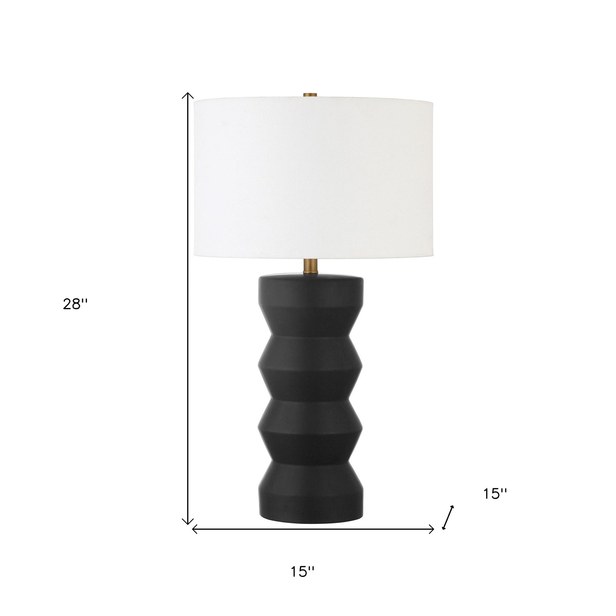 28" Black Ceramic Table Lamp With White Drum Shade - Minihomy