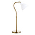 25" Brass Metal Arched Table Lamp With White Dome Shade - Minihomy