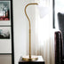 25" Brass Metal Arched Table Lamp With White Dome Shade - Minihomy