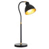 25" Black and Gold Metal Arched Table Lamp With Black Dome Shade - Minihomy