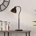 25" Black and Gold Metal Arched Table Lamp With Black Dome Shade - Minihomy