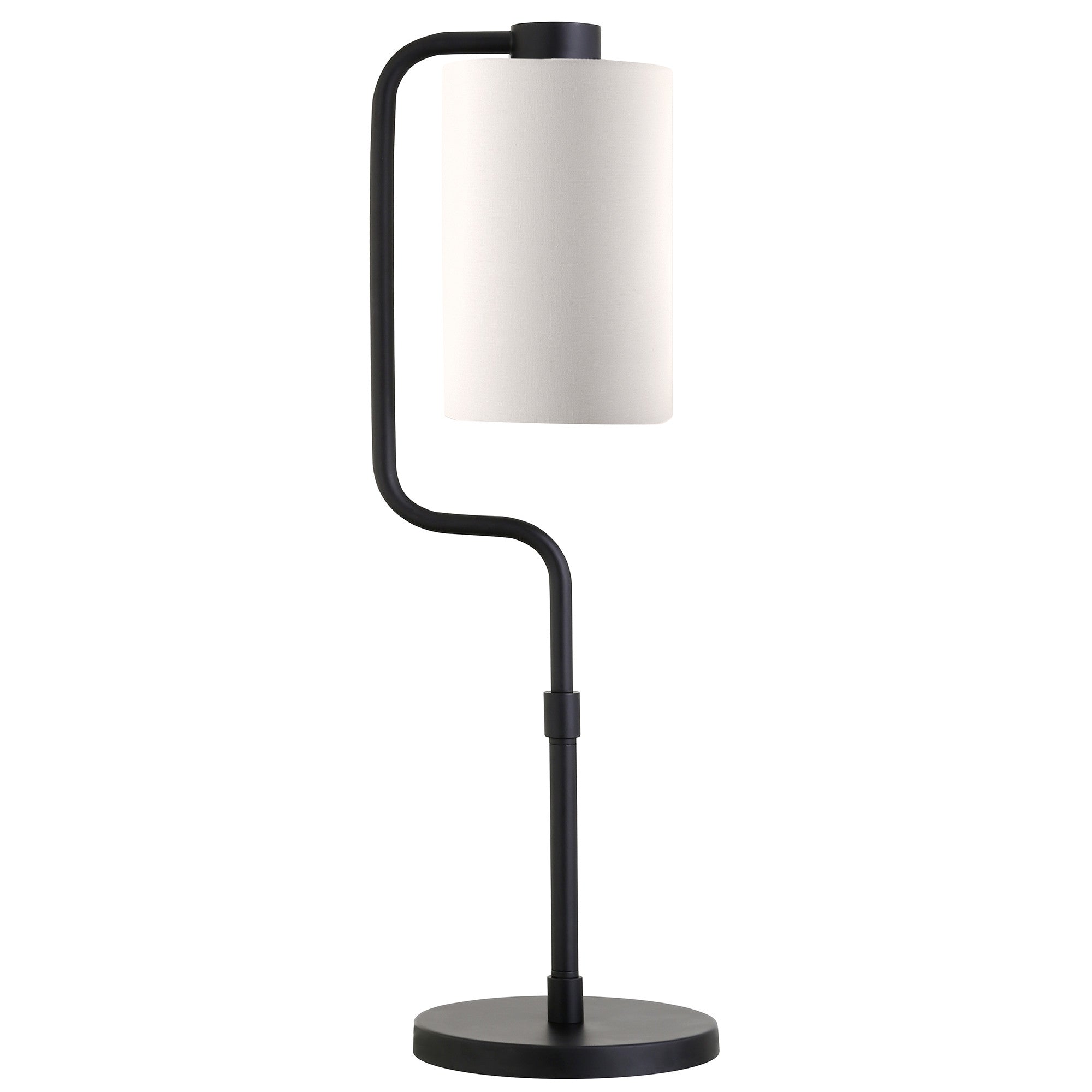 24" Black Metal Table Lamp With White Cylinder Shade - Minihomy