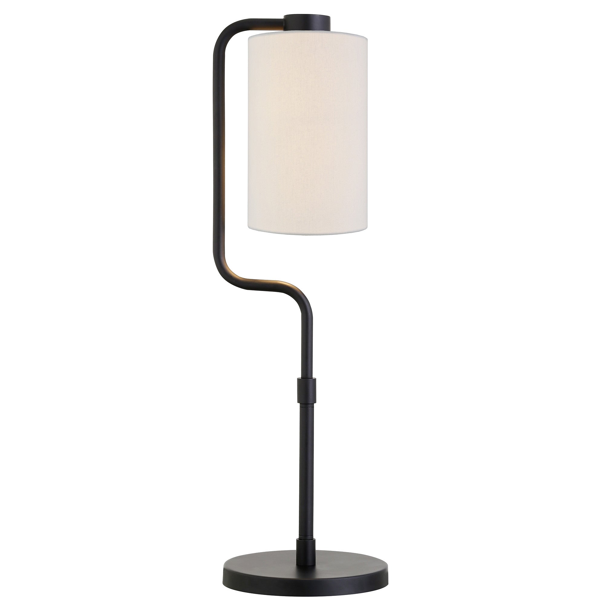 24" Black Metal Table Lamp With White Cylinder Shade - Minihomy