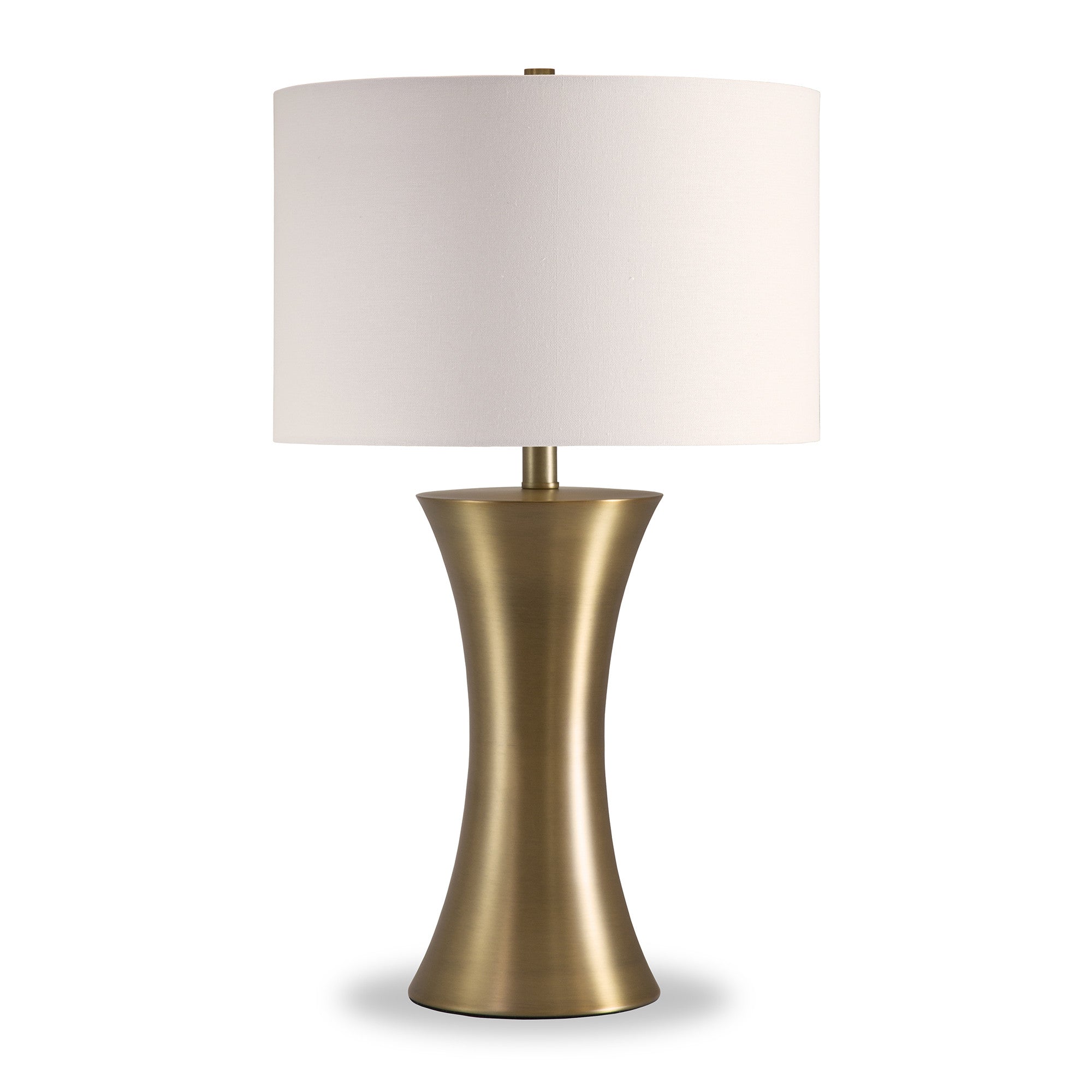 24" Antiqued Brass Metal Table Lamp With White Drum Shade - Minihomy