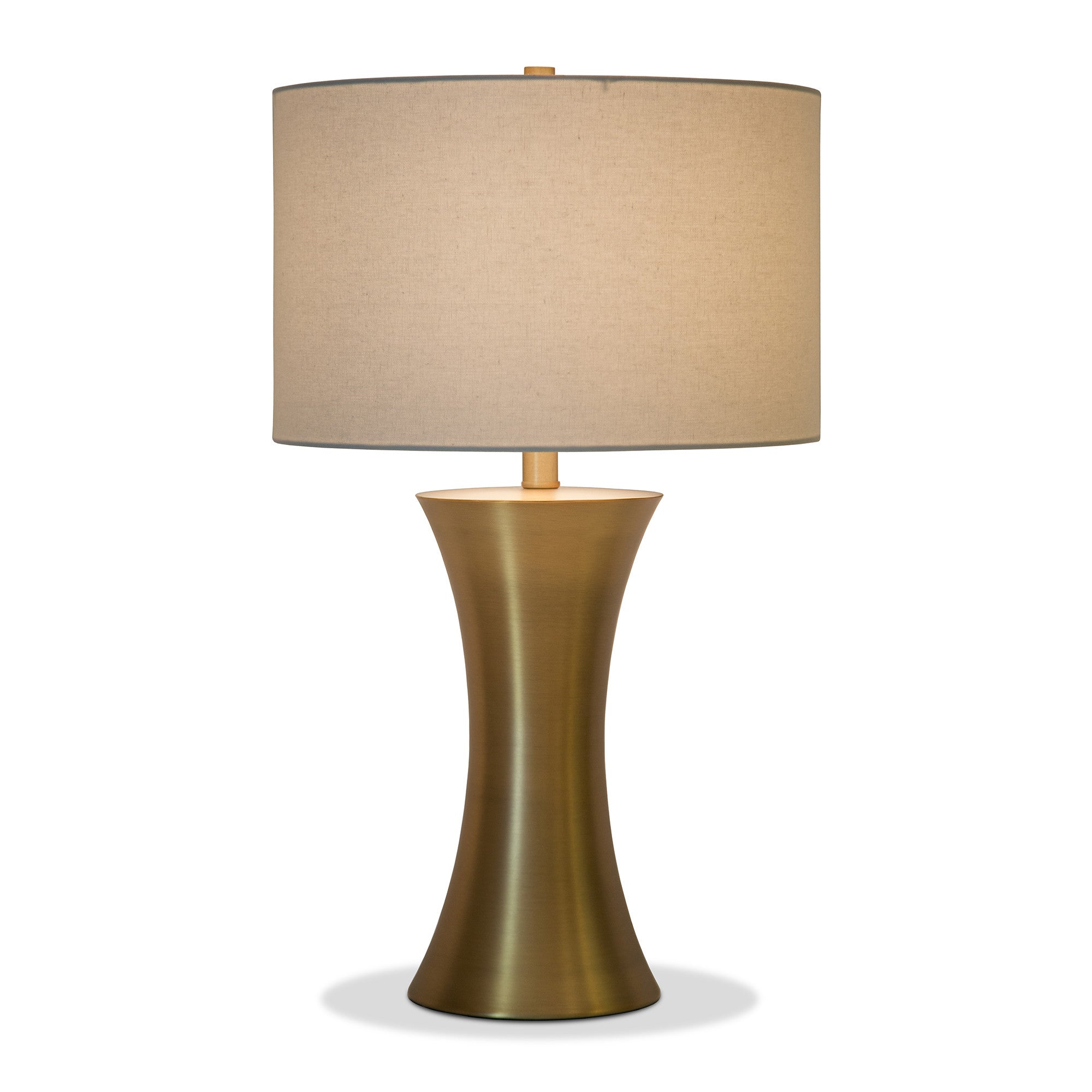 24" Antiqued Brass Metal Table Lamp With White Drum Shade - Minihomy