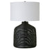 27" Black Rattan Table Lamp With White Drum Shade - Minihomy