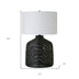 27" Black Rattan Table Lamp With White Drum Shade - Minihomy