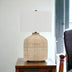 27" Natural Rattan Table Lamp With White Drum Shade - Minihomy