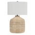 27" Natural Rattan Table Lamp With White Drum Shade - Minihomy