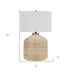 27" Natural Rattan Table Lamp With White Drum Shade - Minihomy