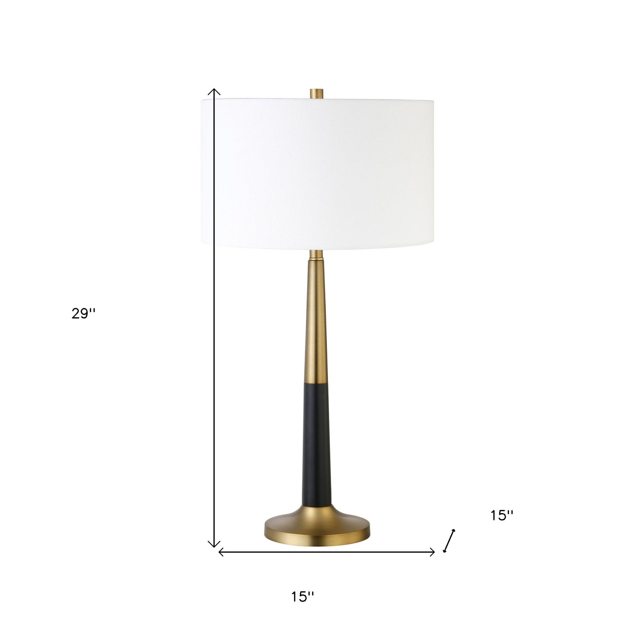 29" Black and Gold Metal Table Lamp With White Drum Shade - Minihomy