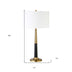 29" Black and Gold Metal Table Lamp With White Drum Shade - Minihomy