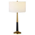 29" Black and Gold Metal Table Lamp With White Drum Shade - Minihomy