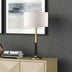 29" Black and Gold Metal Table Lamp With White Drum Shade - Minihomy