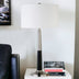 29" Black and Silver Metal Table Lamp With White Drum Shade - Minihomy