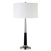 29" Black and Silver Metal Table Lamp With White Drum Shade - Minihomy