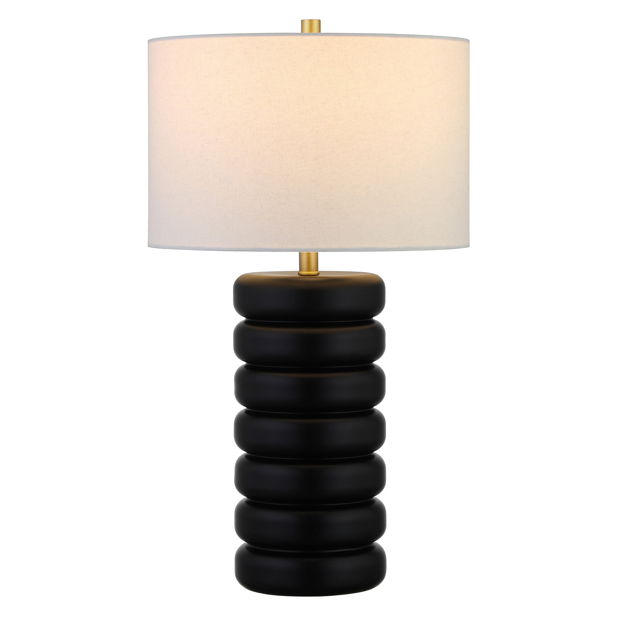 25" Black Ceramic Table Lamp With White Drum Shade - Minihomy