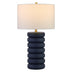 25" Navy Blue Ceramic Table Lamp With White Drum Shade - Minihomy