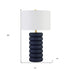 25" Navy Blue Ceramic Table Lamp With White Drum Shade - Minihomy