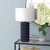 25" Navy Blue Ceramic Table Lamp With White Drum Shade - Minihomy